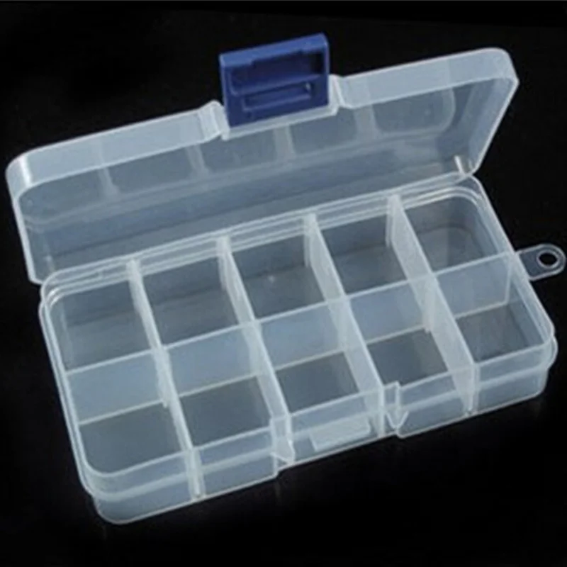 Plastic 10 Slots Adjustable Jewelry Storage Box Case Craft Organizer Beadsin Storage Boxes