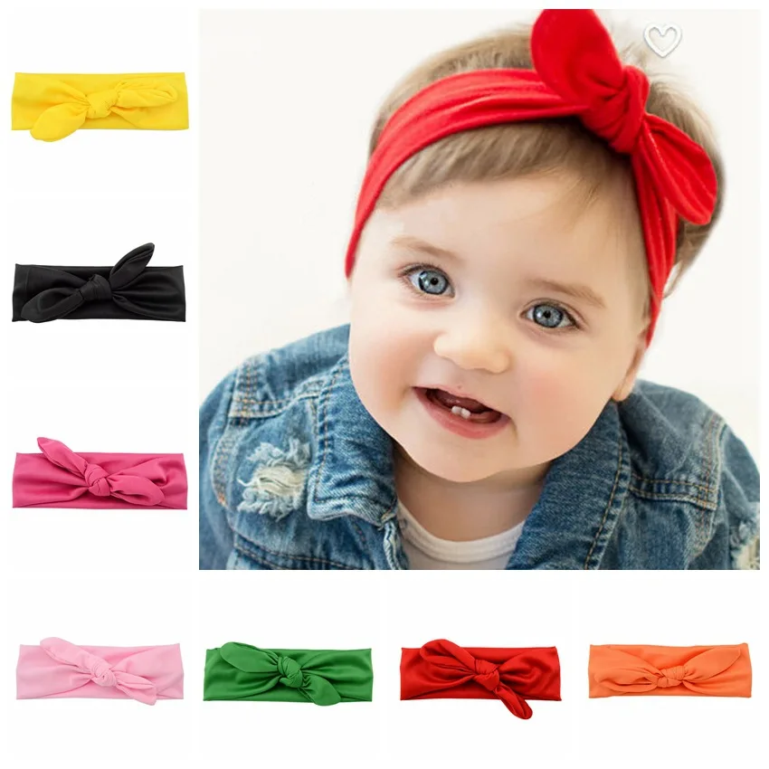 8pcs/lot Kids headband Sweet Girl Kids Bow Hairband Turban Knot Rabbit