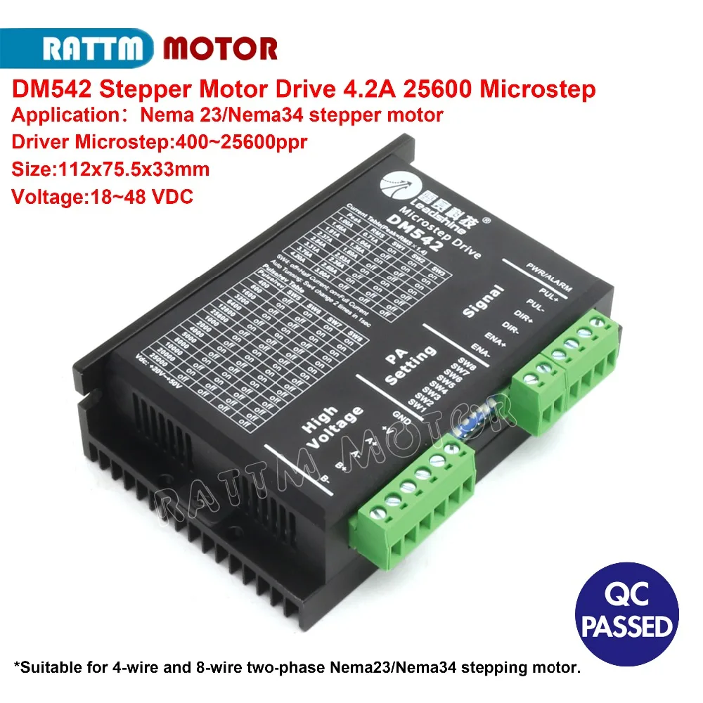 Драйвер шагового двигателя DM542 48VDC 4.2A 25600 microstep для 2-фазного NEMA23 34 |