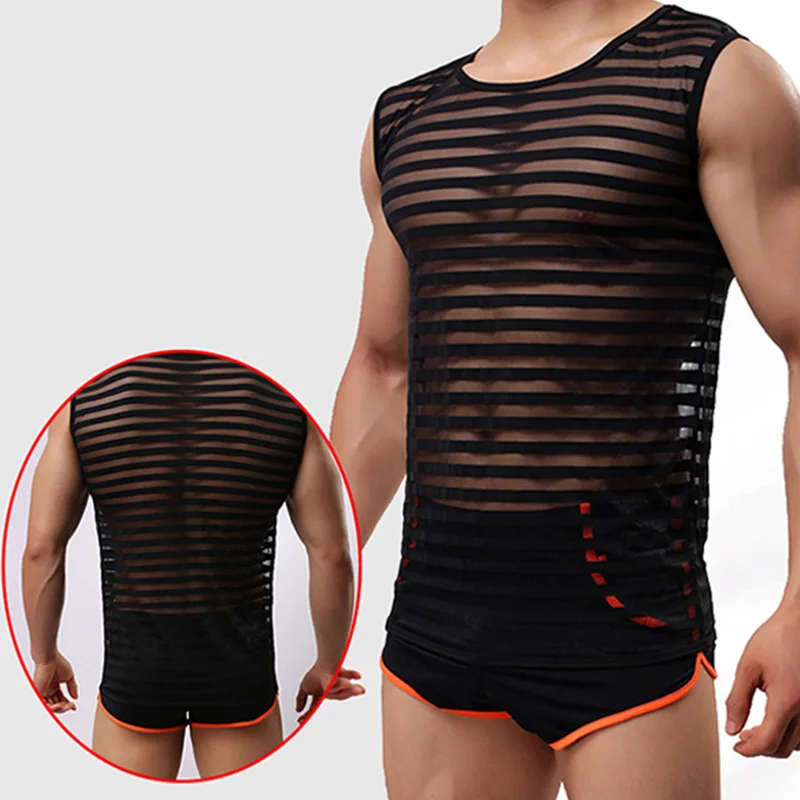 Men Undershirt Sexy See Through Gay 