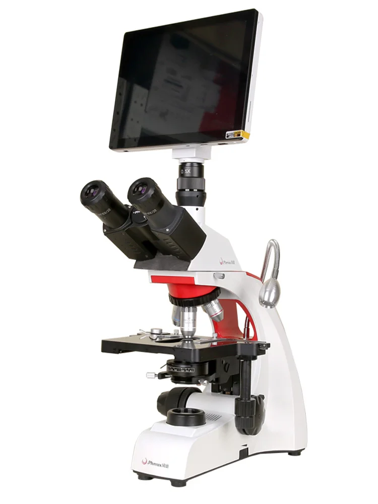 Phix Профессиональный цифровой микроскоп 40X-1600X тринокулярный биологический микроскоп 9,7 дюймов ЖК-экран 5MP камера для студентов - Цвет: BMC303 with Monitor