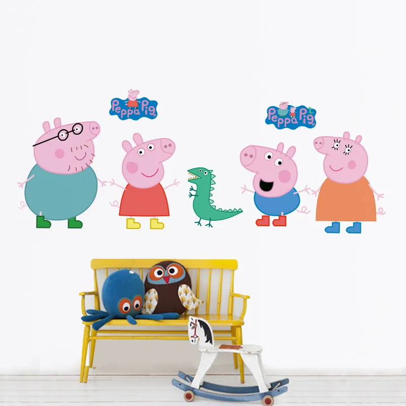 Pink Pig Cartoon Decoration Sticker Personality Peppapig Painting Nursery Room Removable Waterproof Murals Wallpaper Home Decor Pink Pig Cartoon Decoration Sticker Personality Peppapig Painting Nursery Room Removable Waterproof Murals Wallpaper Home Decor
