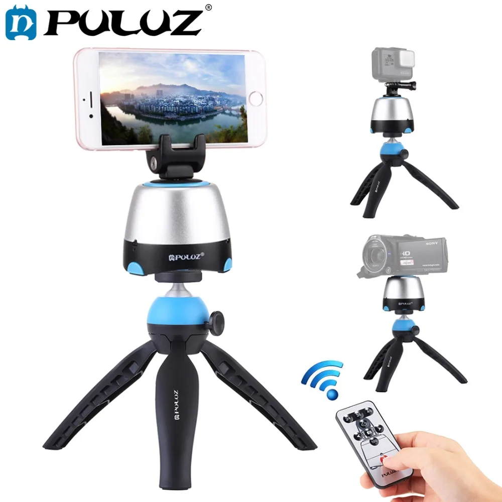 

PULUZ Mini Tripod W/ Electronic Time Lapse 360 Degree Rotation Panoramic Tripod Head & Remote for GoPro Smartphone DSLR Cameras