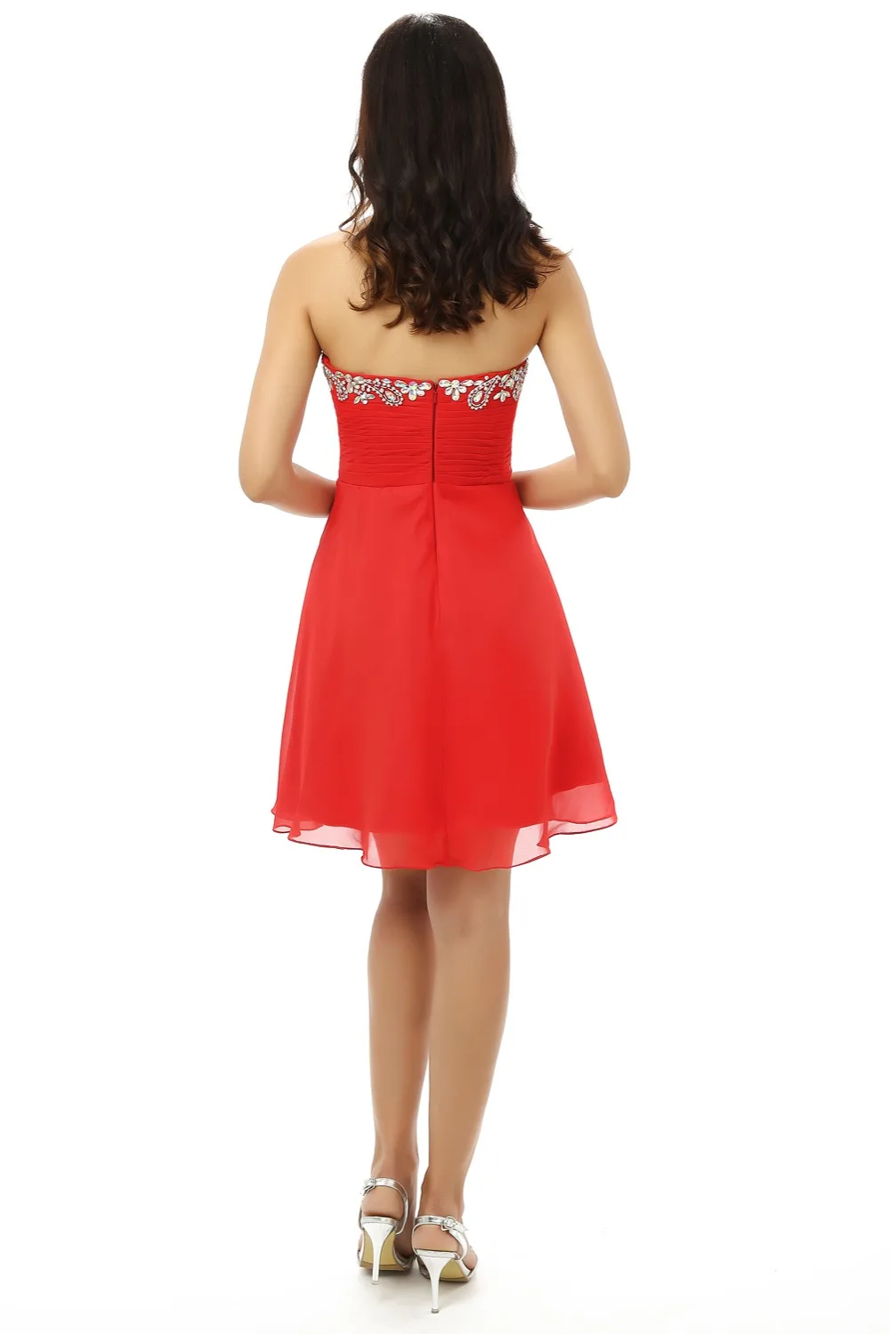Красное домашнее платье трапециевидной формы Милая шифон бисером кристаллы Короткие Мини Блестящие сладкий 16 коктейльные платья 2019