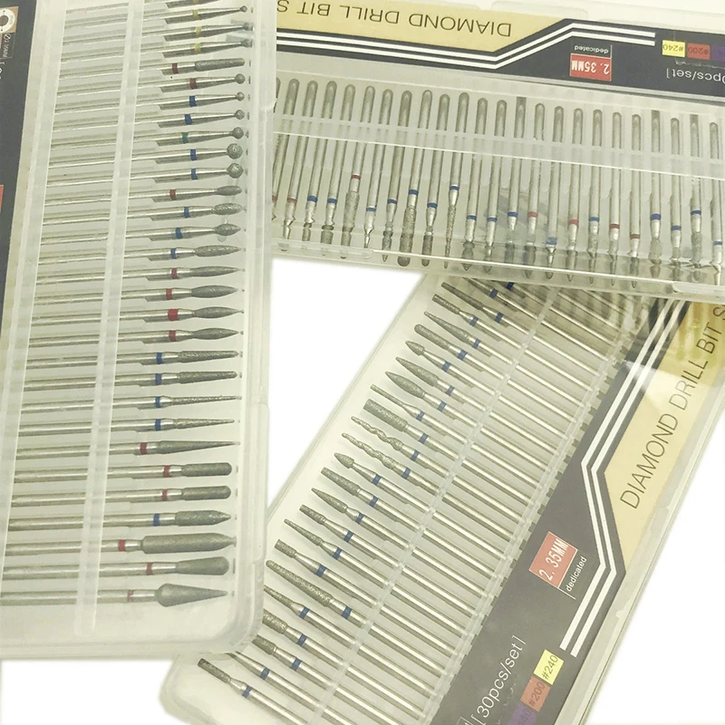 30pcs/set Diamond Nail Drill Bit Milling Cutter Stainless Steel Nail Rotary Files Burr Manicure Machine Clean Tool