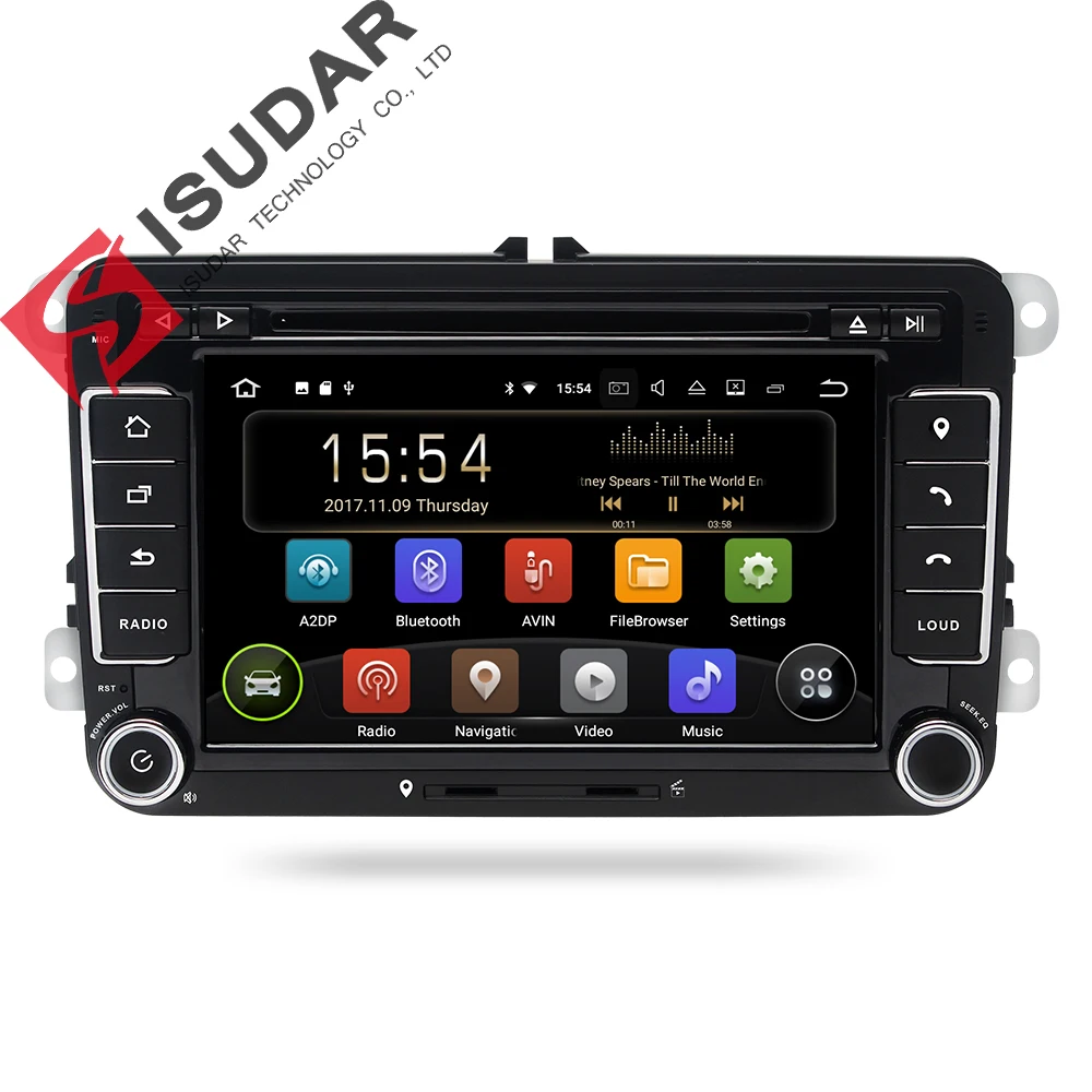 Isudar reproductor Multimedia Android 8,1 GPS 2 Din para VW/Golf/Tiguan/Skoda/Fabia rápido/Seat/Leon/Skoda canbus dvd automotivo FM