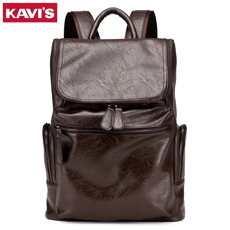 KAVIS брендовый лоскутный Большой Вместительный мужской кожаный рюкзак для путешествий, повседневный мужской рюкзак, кожаный рюкзак для путешествий mochila