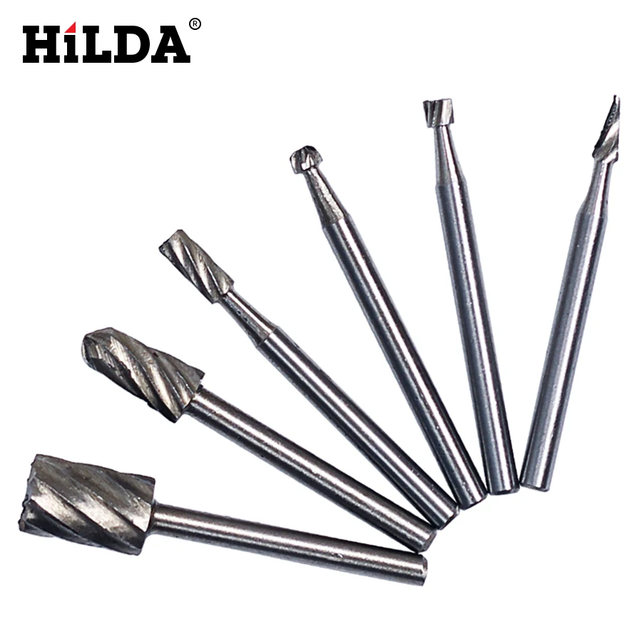 HILDA, 6 шт., HSS Dremel, роторный инструмент, мини сверла, набор заусенцев, Dremel, инструменты для резьбы по дереву, набор инструментов, аксессуары для Dremel