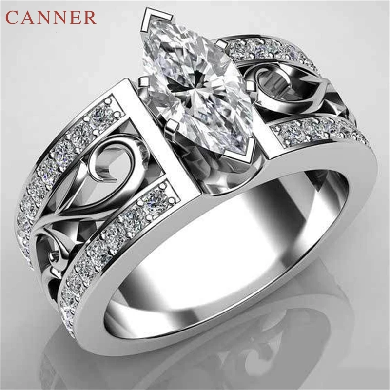 Vintage Black Crystal Stone Rings for Women Micro Cubic Zirconia Infinity Ring Silver Wedding Ring Jewelry anillos mujer C45
