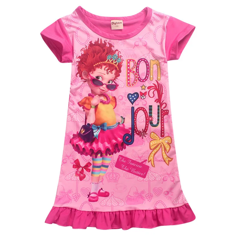 

New 4-10Y children's girls boys fancy nancy short-sleeved princess dress summer girls dress