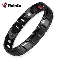 Rainso абсолютно модные черные Нержавеющая сталь здоровья Мощность браслет для Для мужчин 4 в 1 био магнитного ссылка Браслеты osb-1540bk
