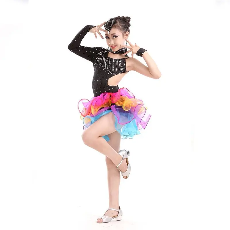 Латинское танцевальное платье для девочки Румба одежда для самбы Девушки Бальные Сальса платья Vestido De Baile Latino детские танцевальные костюмы