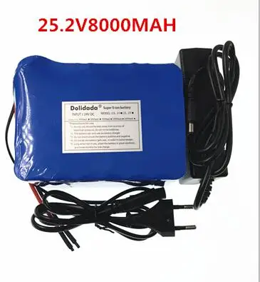 Dolidada 25,2 V 8000 mah 18650 аккумулятор, литиионый аккумулятор, 25,2 v электрический велосипед мопед/Электрический/литий-ионный аккумулятор+ зарядное устройство