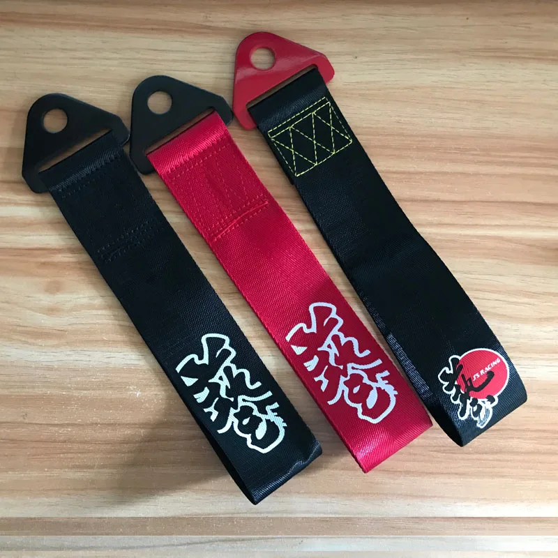 

JDM Js racing emblem Japanese text Car tow belt for Honda civic typeR b18c gk5 Mitsubishi TOYOTA Nissan Bmw Mercedes accessories