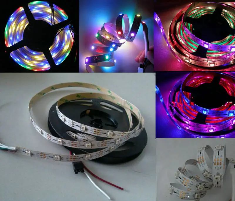5M 5050SMD WS2812B 30pixel/m Digital RGB LED Strip Light Addressable FULL Color White PCB DC5V WS2811 IC Built-in Non-waterproof | Освещение