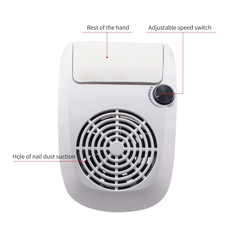 60W Powerful Nail Dust Suction Collector Vacuum Cleaner Professional manicure machine with 2 Dust Bag Nail Art Salon Equipment