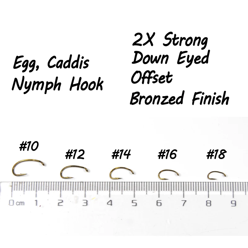Bimoo Премиум 25 шт. яйцо Аддис офсетный мухобойка крюк 2X сильные острые Нимфы крючки для ловли нахлыстом крючок Размер#10 12 14 16 18 бронзовая