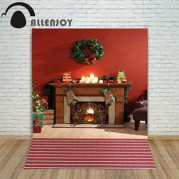 

Christmas children's photo background Carpet fireplace xmas sock candle backdrop photography studio photo holiday lovely
