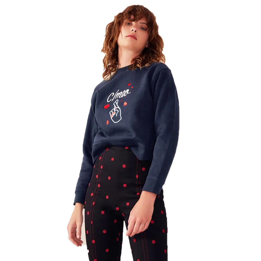 

Fashion women's simple sweet and lovely college wind commuter long sleeved sweatshirt