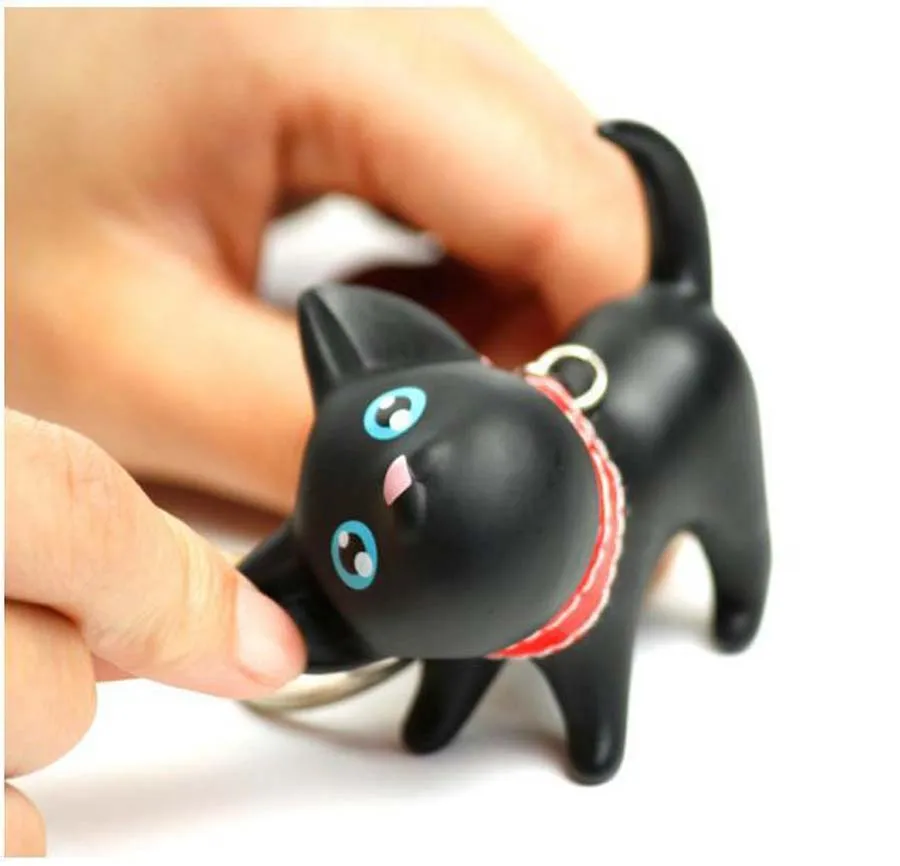 

QiYuFang key chains key rings Gussy Life wholesale fashion Hot Cat Keychain Keyring Bell Toy Lover Key Chain Rings Dropshipping