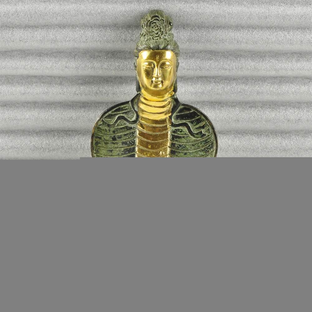 

00806 Gilding bronze cobra snake buddha sculpture statue Parcel Gilt 7.5" 0.7kg