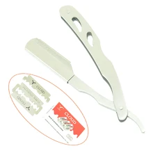 1 шт., Парикмахерская бритва с ручкой из нержавеющей стали для стрижки волос, бритва для бритья, профессиональный косметический нож для бровей, бритва со сменным лезвием HC0013