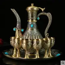 Роскошный 8 шт./компл. декоративный Бронзовый винный набор виски Графин виски набор напиток шейкер форвере виски для дома Бар JJ099