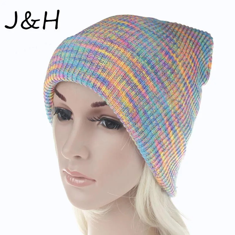 New Arrival Women Men Knitting Beanie Winter Ear Warm Hat colorful