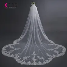 Свадебные аксессуары Фата с кружевом Соборная вуаль кайма из кружева, Свадебная Фата с расческой veu de noiva longo