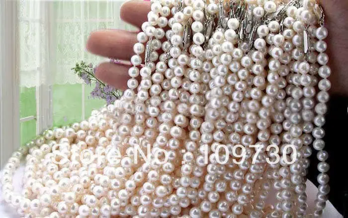 

Jewelry 001098 Wholesale 50pcs 7-8mm White Akoya Pearl Necklace 17