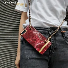 

Cool Granite Marble Insta Mood Phone crossbody Protective Case Cover with strap long chain For iPhone XS X 8 7 6S 6 plus case