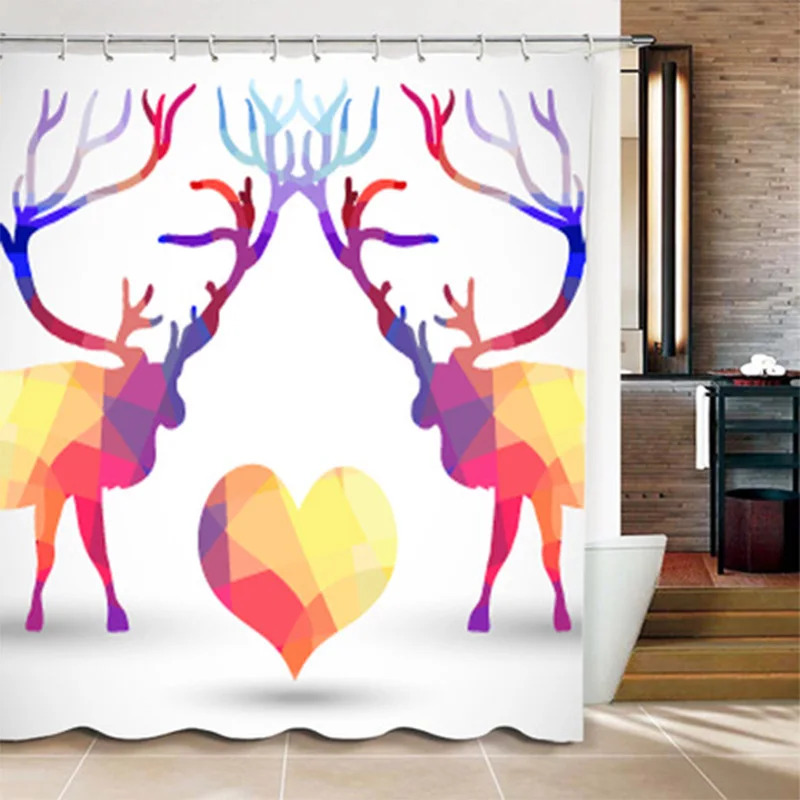 

Simple Style Color Animal Pattern Shower Curtain With Hooks High Quality Waterproof Printed Shower Curtains Bath YL-03