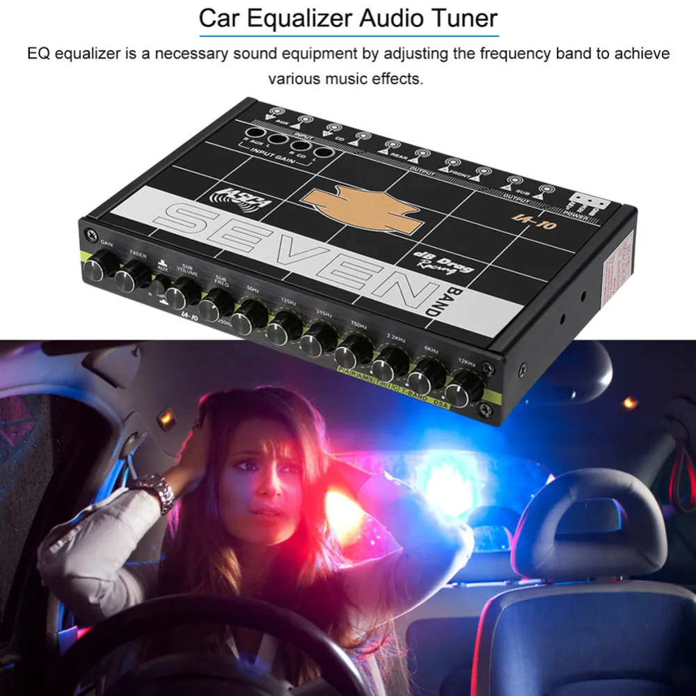 Автомобиль аудио изменение Графический Эквалайзер EQ 7 s аудио стерео тюнер W/3,5 мм Aux-в& ручка Авто аксессуары