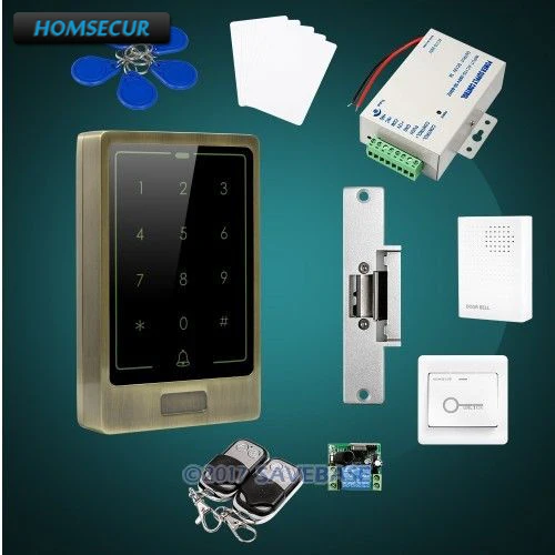 

HOMSECUR Waterproof Touch Keypad IC Access Control System+Electric Strike Lock