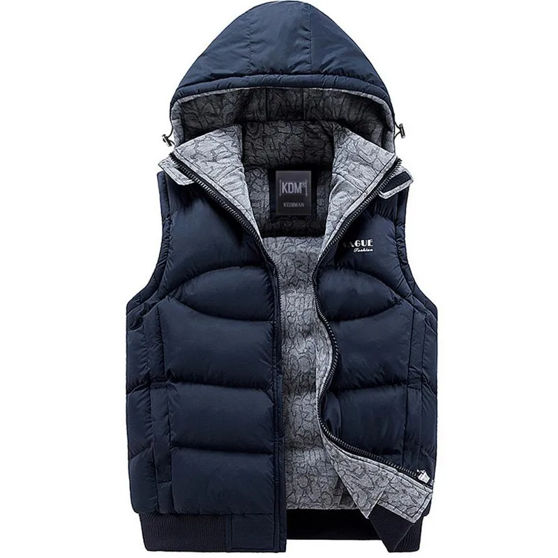 New Stylish Autumn Winter Vest Men Casual Hooded Coat Warm Sleeveless