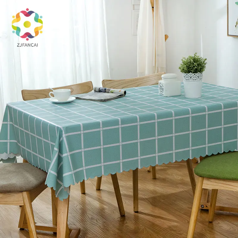 PVC Large Plaid Tablecloth Waterproof Oilproof Table Cover Plastic Coffee Rectangular Tablecloth