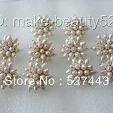 > красивая 5 пара 30 мм цветок белой пресноводной серьги s85