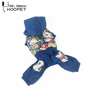 

Hoopet Pet Dog Hooded Warm Cotton Dog Clothes For Small Large Dog Winter Blue Clothes Chihuahua