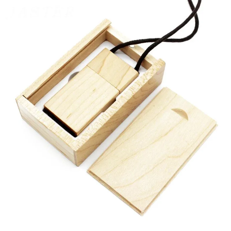 JASTER персональный логотип nutural деревянная палка+ коробка USB флэш-накопитель шнур Флешка 4 ГБ 8 ГБ 16 ГБ 32 ГБ карта памяти свадебные подарки - Цвет: maple