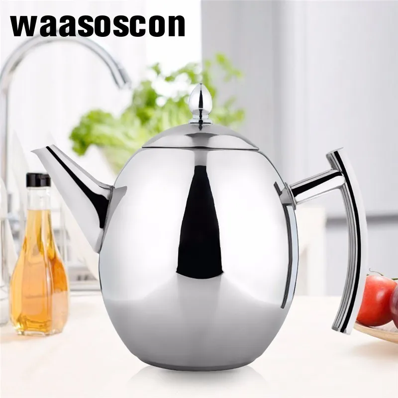 Koop 1000 ML 1500 ML Duurzaam Rvs Waterpot Koffie Thee Waterkokers Sliver Koude Pot Waterkoker Met Zeef Thuis keuken Tool