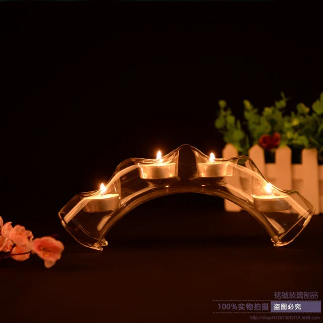 Fashion 4 Holes Bridge Gl Candle Holders Transpa Candlestick Fashion 4 Holes Bridge Gl Candle Holders Transpa Candlestick Dinner Home Decoration Lotus Holder