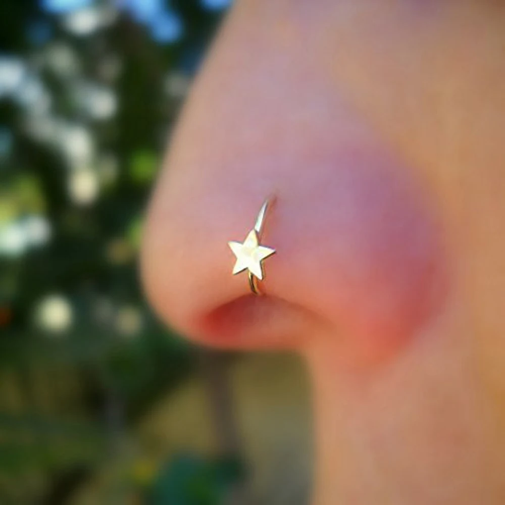 

7Pcs Solid Star Nose Hoop Labret Ring Piercing Ear Helix Cartilage Tragus Earring Body Jewelry 16G&20G
