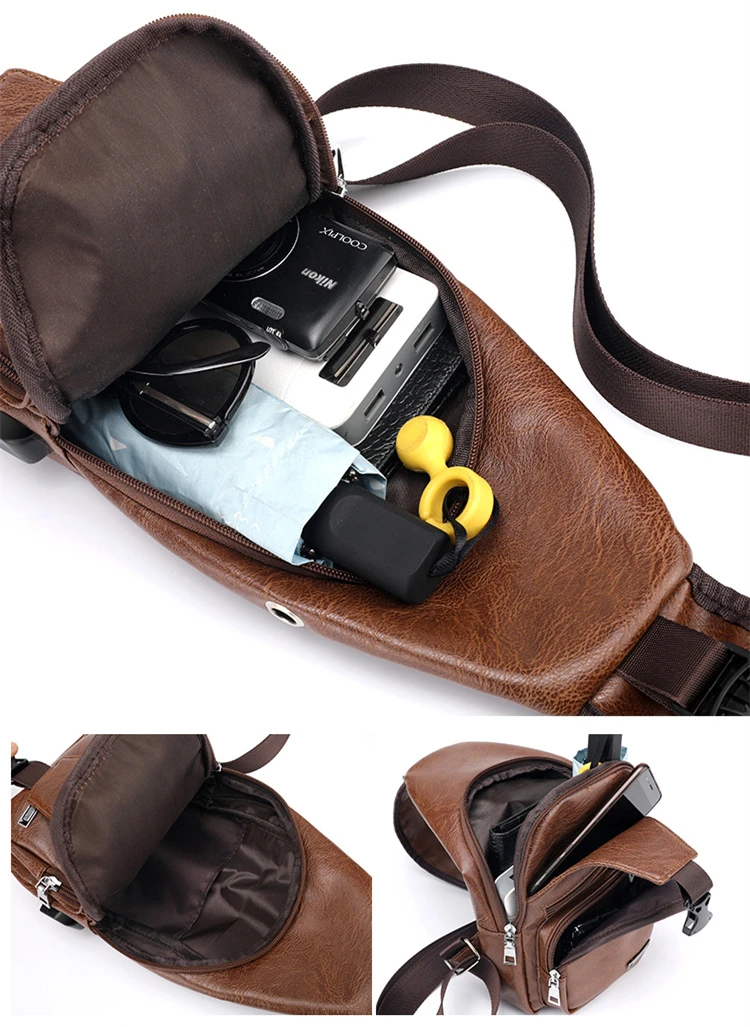 Новинка, мужские сумки через плечо, мужские нагрудные сумки с USB, дизайнерская сумка-мессенджер, кожаные сумки через плечо, диагональная посылка, рюкзак для путешествий