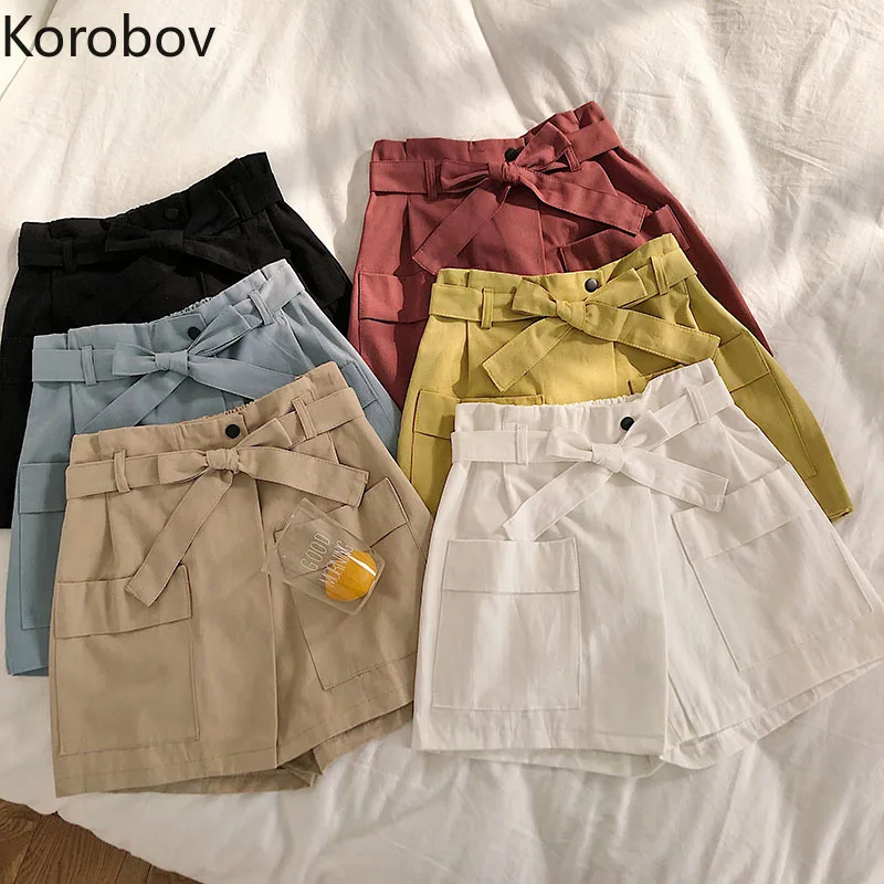 Korobov/летние шорты ярких цветов с асимметричным разрезом однотонные женские на