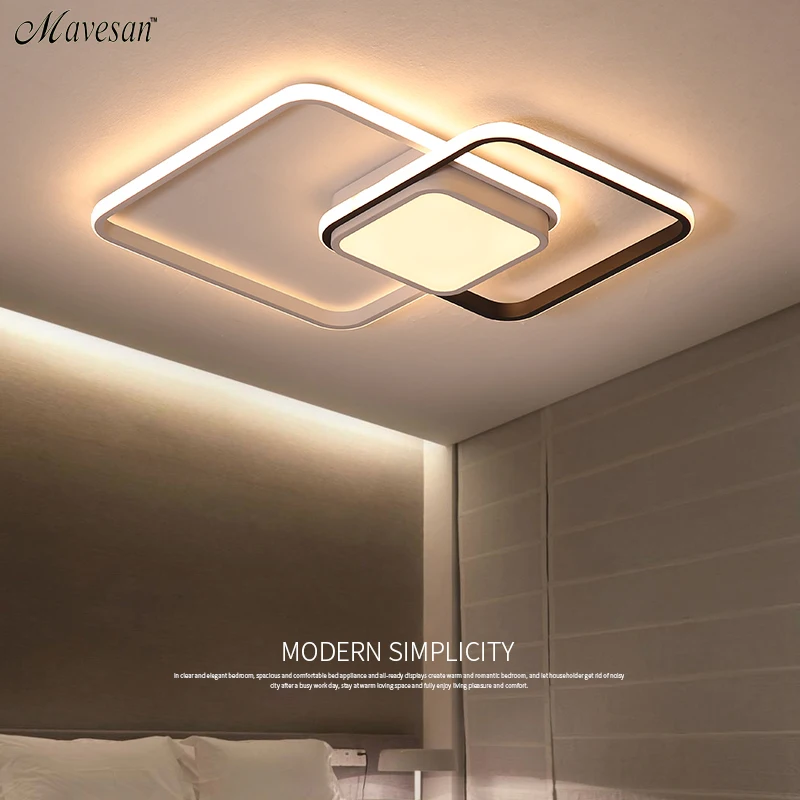 

New Arrival LED Ceiling lamp beedroom Black and White Led Ceiling Chandelier AC90-265V Study Room Square Aluminum Modern lamp