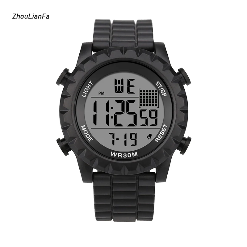

Men Digital Watch LED Black Auto Date Sport Outdoor Electronic Watch Buckle Back Fashion Waterproof Fashion Clock for Gifts 2019