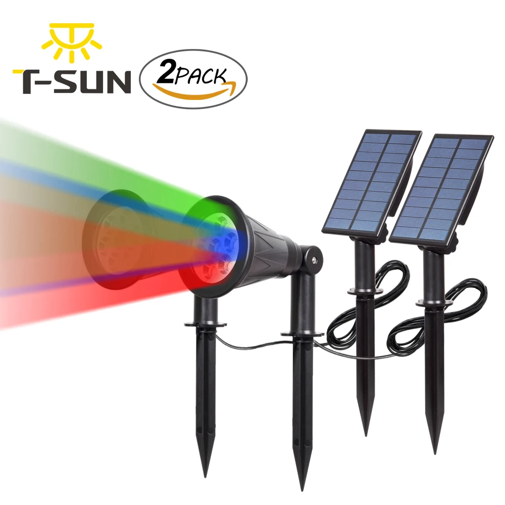 T-SUNRISE 2PACK 7 LED Outdoor Color Changing Landscape Lights Adjustable for Tree Patio Yard Garden( Colorful)
