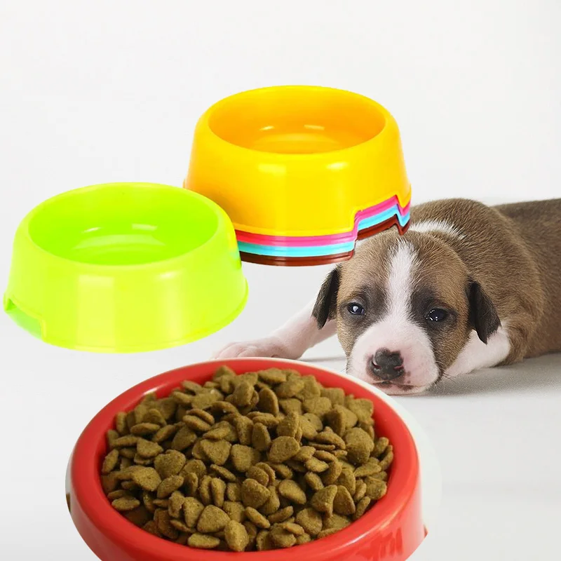 HOT Cheap Pet Dog Supplies Household Supplies Candy colored Dog Bowl Pet Cat Food Plastic Pots