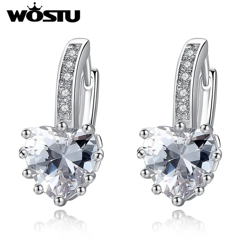 

Wholesale Brand Fashion Gorgeous Heart Hoop Earring for Women With CZ Luxury White Gold Color Earring Jewelry