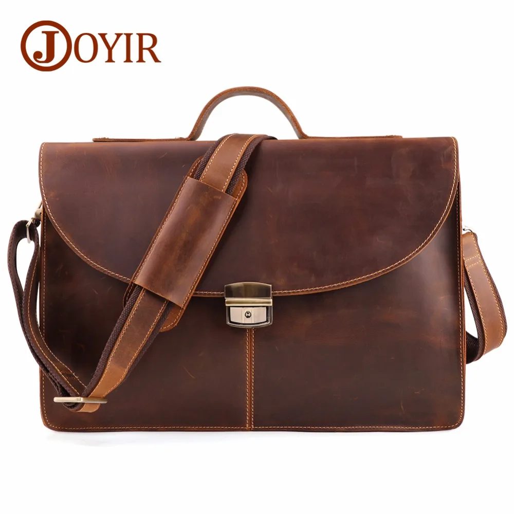 JOYIR مجنون الحصان جلد أصلي للرجال حقيبة حقيبة للكمبيوتر المحمول حقائب عمل حقيبة كتف Crossbody رسول حقيبة يد 6359